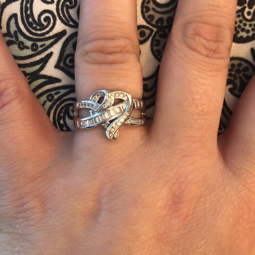 Size 7 925 Stamped SS & White Sapphire Ring NWT!!!